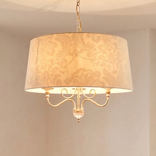 hængelampe sofia ecrie, beige/guldfarvet, tekstil, stål, e27