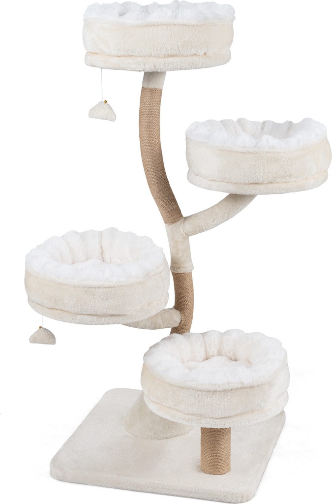 costway kratzbaum mehrstöckiger katzenbaum 132 cm, kletterbaum mit 4 liegeflächen & bällen