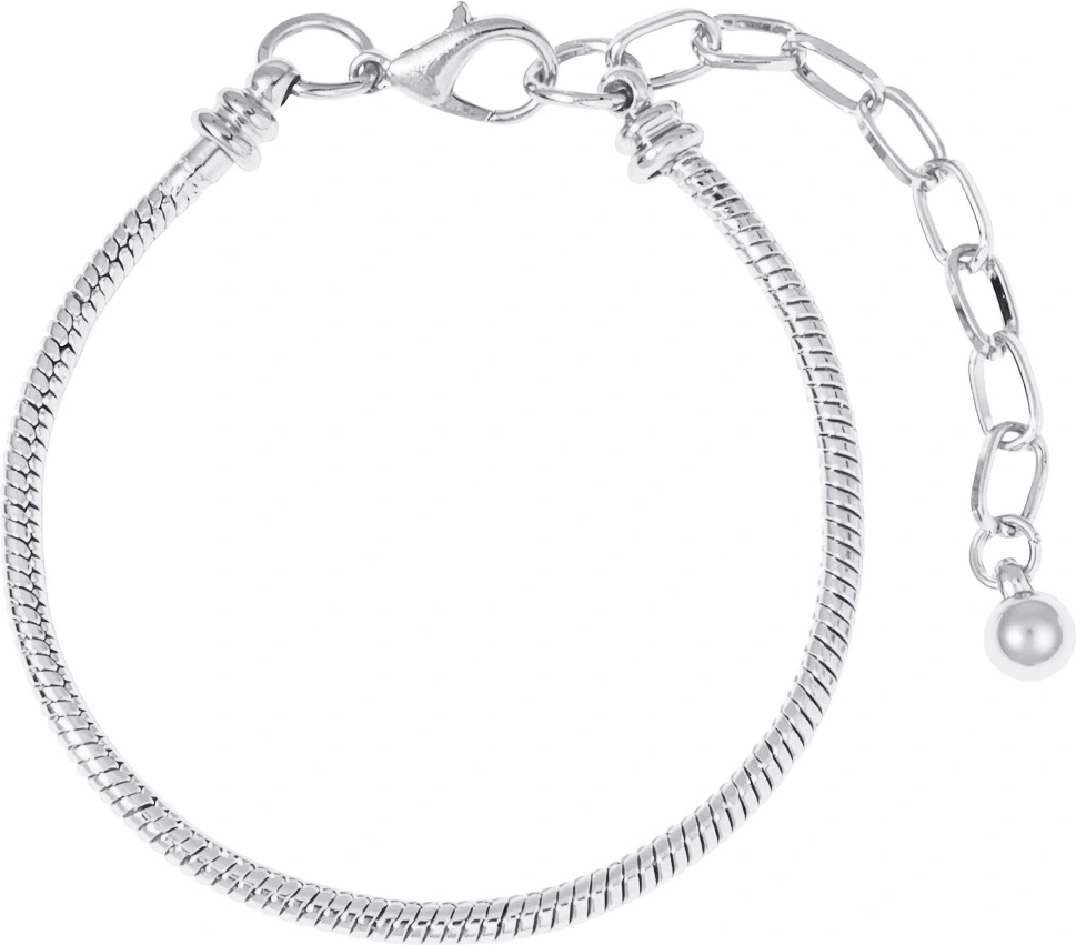 silverfärgat armband för dam, ormlänk för berlocker